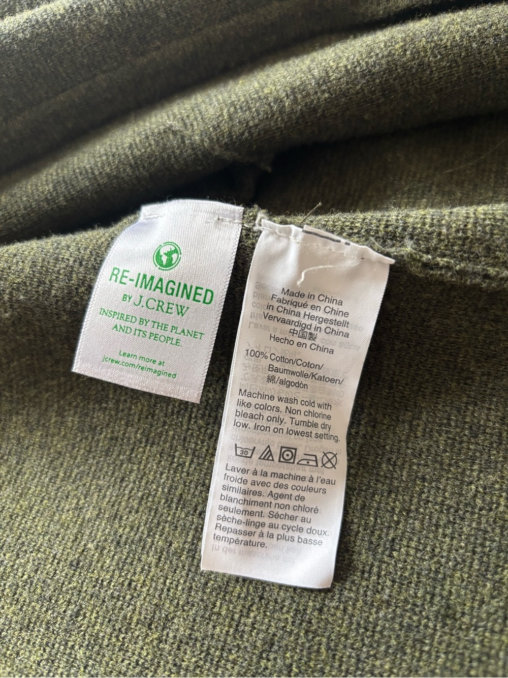 J Crew Vanessa open front cardigan jacket large green longline minimalist cotton - Picture 6 of 10